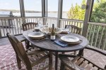 Screened in outdoor eating area